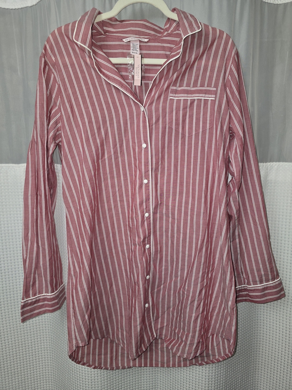 Victoria's Secret Pink & White Striped Long Sleeve Pajama Top